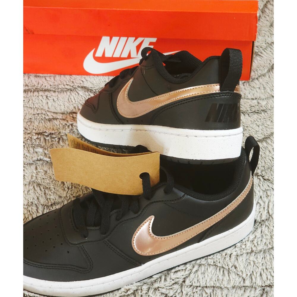 🏀 Nike Court Borough Low 2 GS "Black Metallic Gold" – Size 6Y